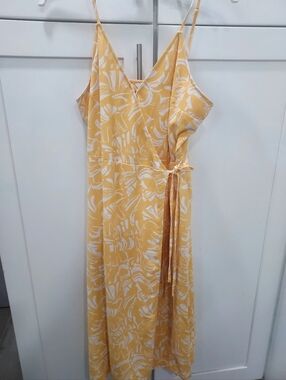 Yellow Floral Wrap Midi Dress - Lightweight Summer Style